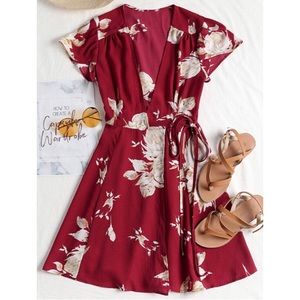 Cap Sleeve Wrap Mini Dress